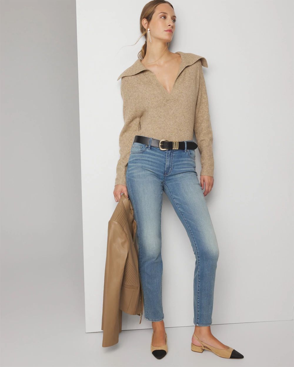 Wide Collar Pullover Sweater | White House Black Market